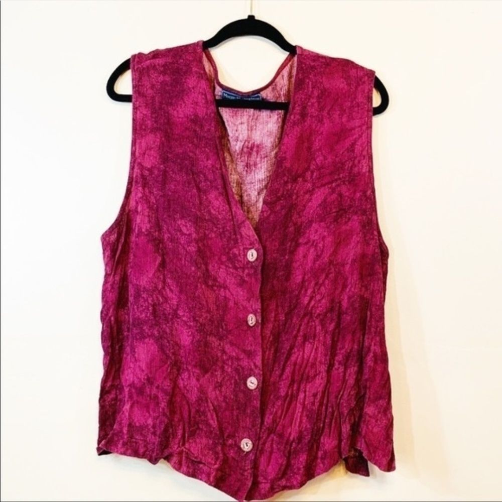 VINTAGE MAGGIE MCNAUGHTON BURGANDY BUTTON DOWN XXL